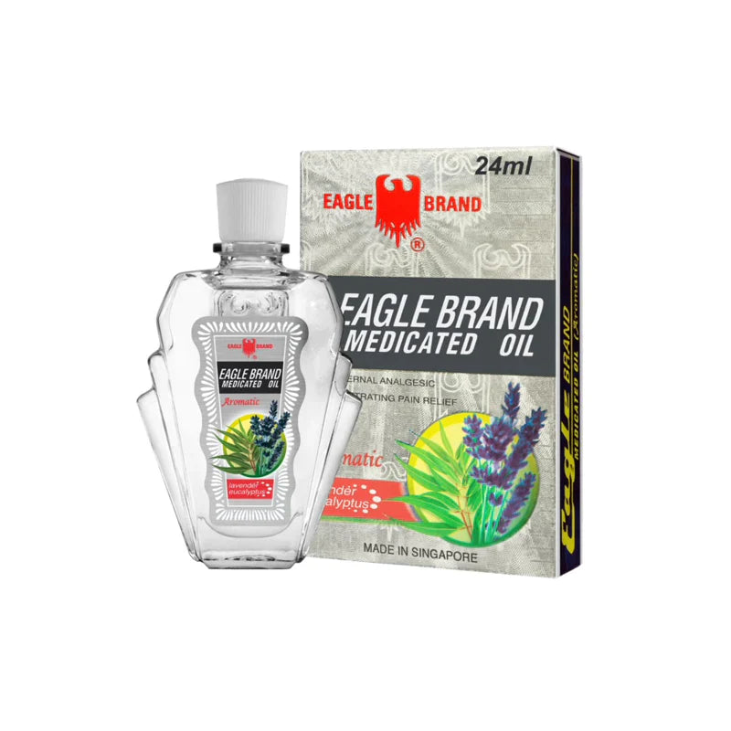 Dầu Gió Xanh Eagle Brand Aromatic Medicated Oil 0.8oz (12 pcs/pack)-LAVENDER. Made in Singapore